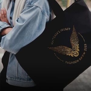 Victoria's Secret Black and Gold Fashion Show 2025 rhinestone  Black Tote